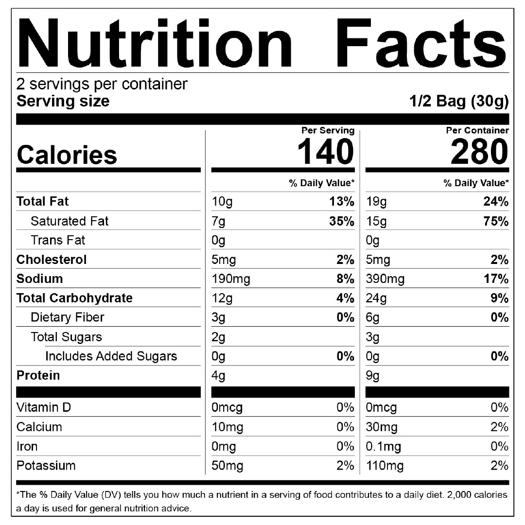 Gar-Lik Parm Popcorn nutrition facts